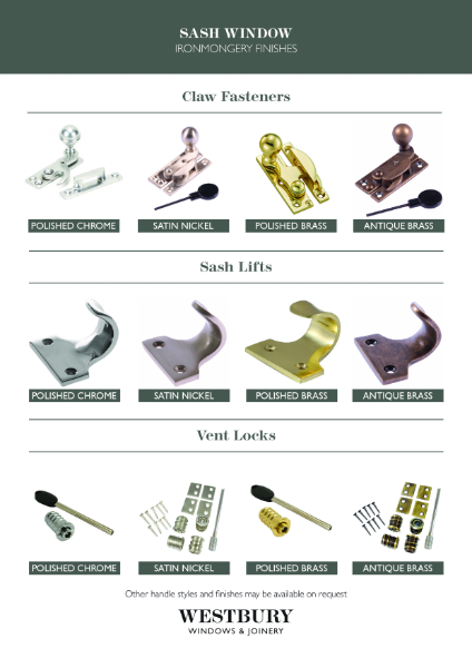 Sash Windows - Ironmongery Finishes