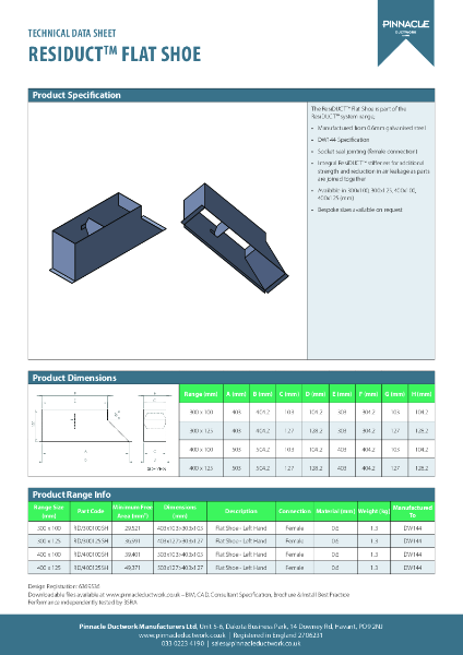 ResiDUCT Datasheet - Flat Shoe