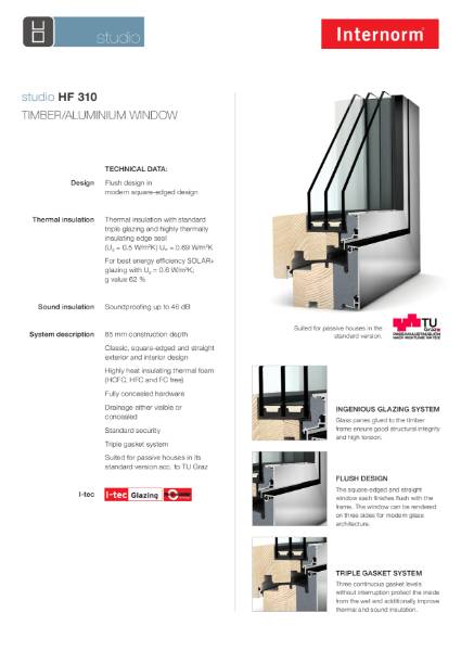 Timber Aluminium Windows HF310 Studio Data Sheet