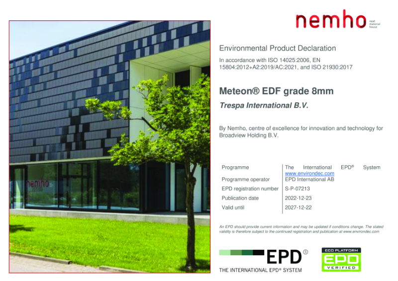 Environmental Product Declaration - Meteon® EDF grade 8mm