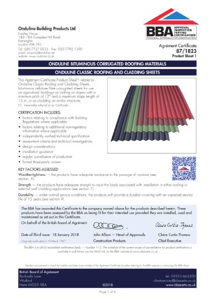 87/1823 Ondine classic roofing and cladding sheets