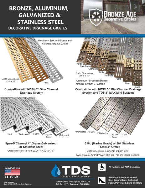 Bronze, Aluminum, Galvanized, Stainless Steel Decorative Grates