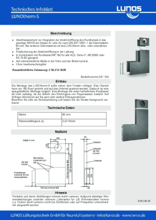 LUNOtherm Fasadeelement - Teknisk Informasjonsblad