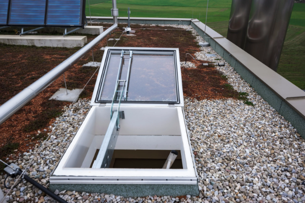 LAMILUX Glass Skylight FE Smoke Lift | AOV & SHEV Rooflight with optional dual functionality as Roof Access Hatch - AOV / Smoke vent / SHEV rooflight