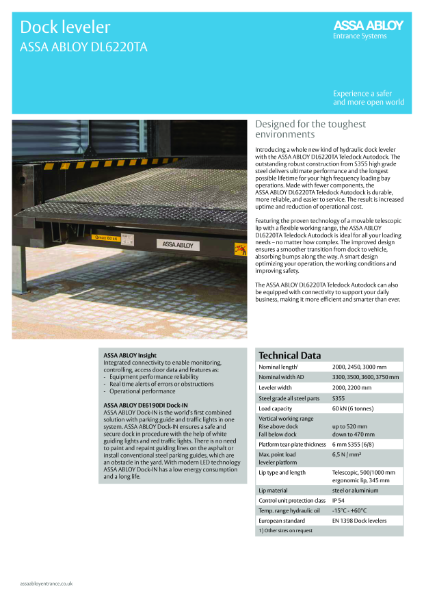 ASSA ABLOY DL6220TA Dock Leveller Product Leaflet