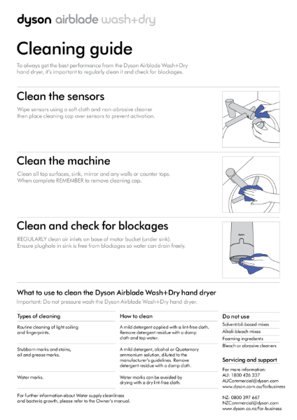 Cleaning guide - Dyson Airblade Wash + Dry | Dyson (Australia) | Source