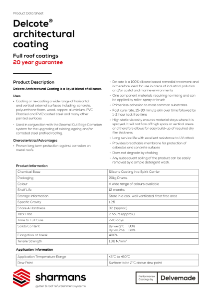 Delcote architectural coating product data sheet