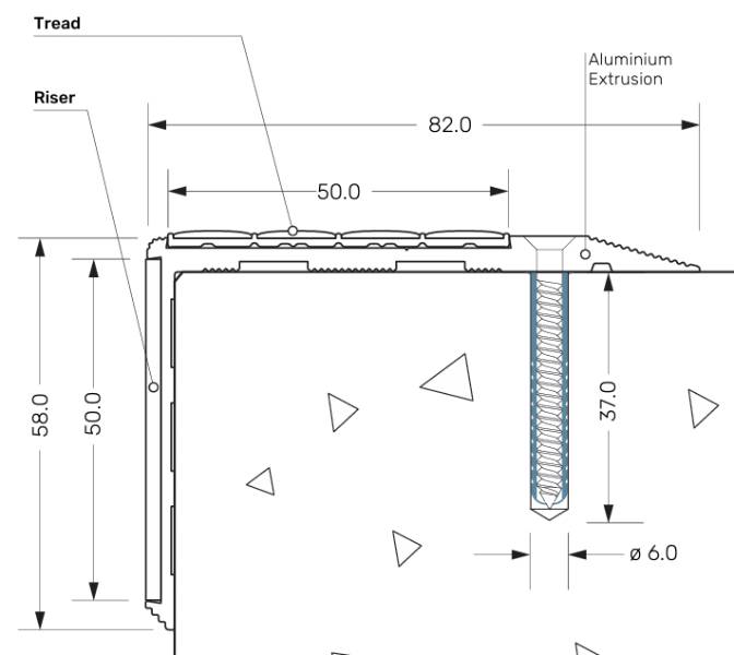 Surface Mounted High-Performance Stair Nosing (Internal or External) - Stair Nosing