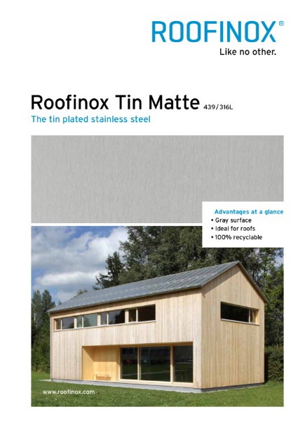 Roofinox Tin Matte terne coated