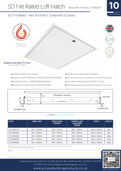 SD Fire Rated Loft Hatch