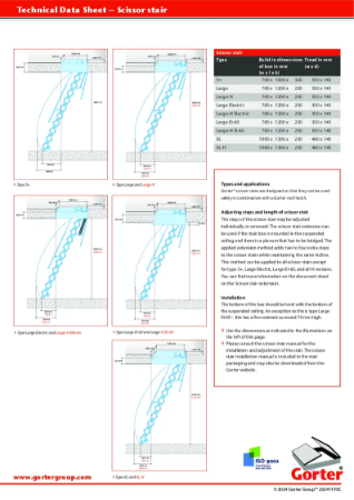 Gorter Scissor stairs for Roof hatches - Technical Data Sheet