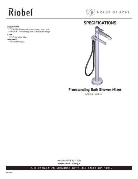 Venty Freestanding Shower Bath Mixer - PDS
