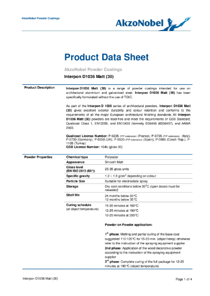 Standard Polyester Powder Coating- Interpon D1036