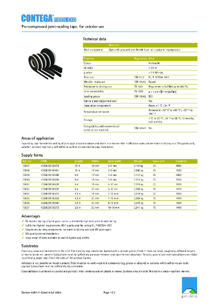 Contega Fiden Exo Technical Datasheet