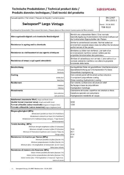 Swisspearl Vintago Technical Datasheet