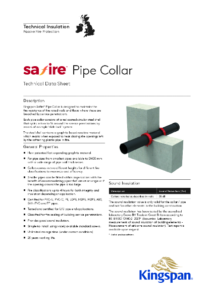 Kingspan Safire Pipe Collar Datasheet