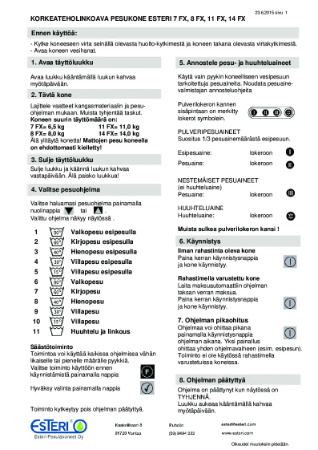 Esteri 7FX 8FX 11FX 14FX käyttöohje