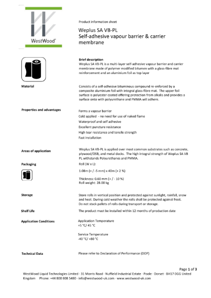 Weplus SA VB PL - Product information sheet