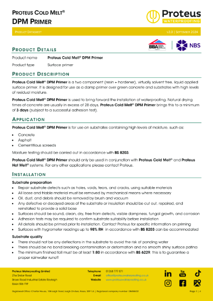 Product Data Sheet - Cold Melt® DPM Primer