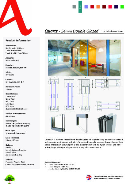 Quartz 54mm Double Glazed Data Sheet