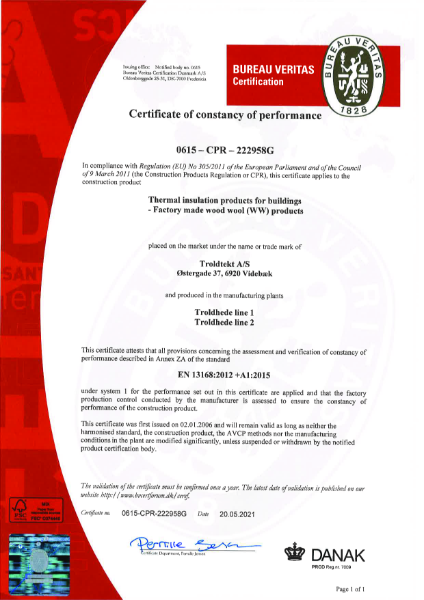 Certificate of Conformity - EN13168