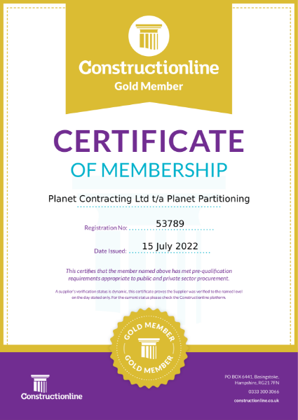 Constructionline Gold Certificate of Membership