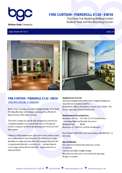 Fire Curtain - Fibreroll E120 - EW30