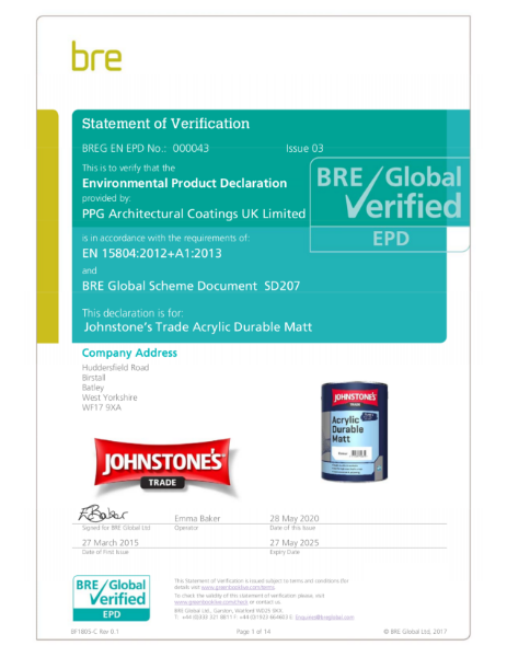 Environmental Product Declaration (EPD) : BREG EN EPD No.: 000043