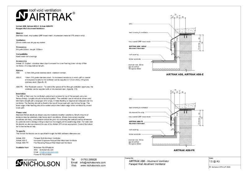 AIRTRAK AB6 Technical Data Sheet
