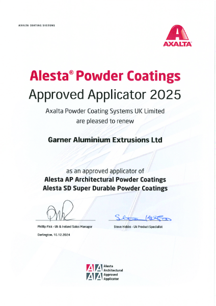 Alesta Powder Coating Certificate