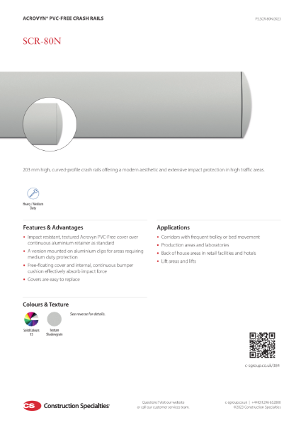 Product Sheet - CS Acrovyn PVC-Free SCR-80N Crash Rail