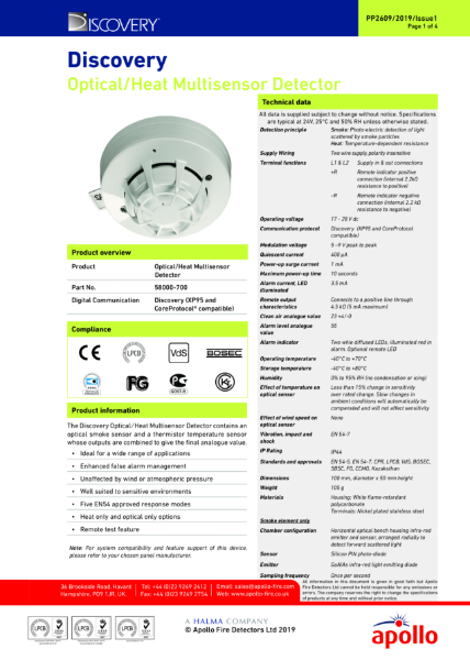 PP2609 Discovery Optical Heat Multisensor Detector