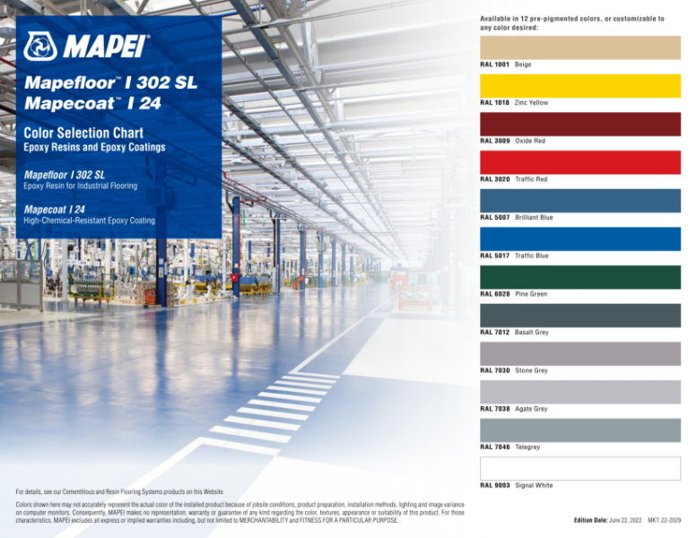 Mapefloor I 302 SL Colour Chart