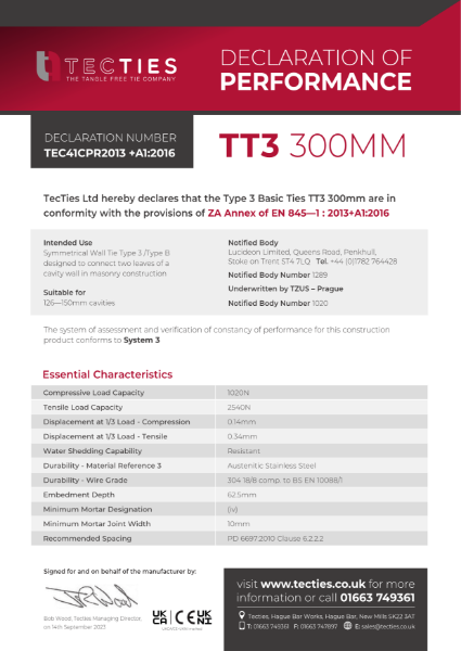 TT3300 Declaration of Performance
