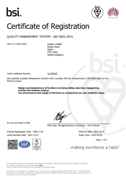 Gopak QMS Certificate Q05840