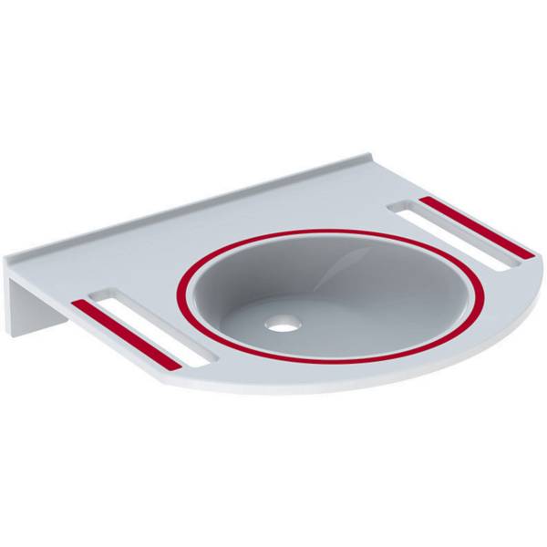 Publica Washbasin, Round Design, with Cut-outs, Barrier-free, Dementia-sensitive