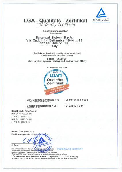 LGA Exedra Certificate 