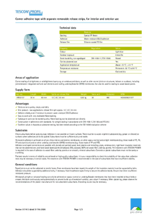 Pro Clima Tescon Profil Technical Datasheet