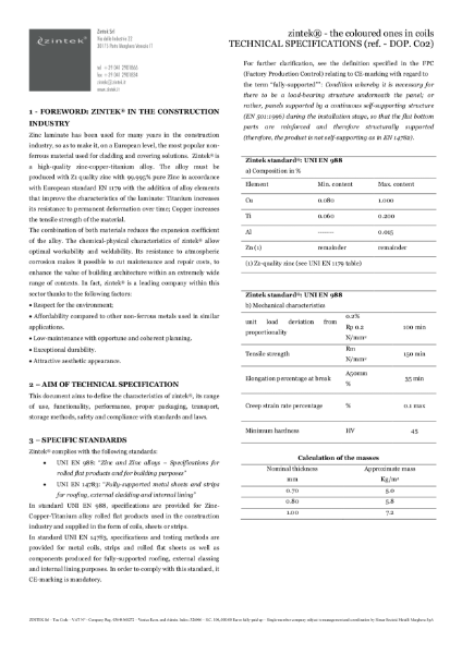 Zintek - ST C02 - zintek the colored ones in coils- Specifica tecnica 1.0_EN