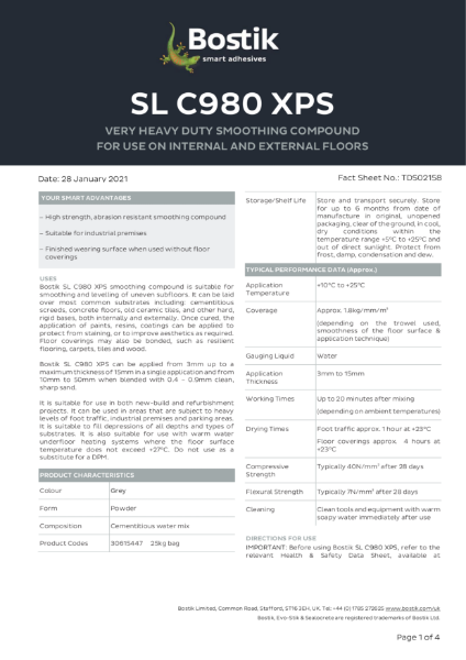 Bostik SL-C980 XPS Technical Data Sheet