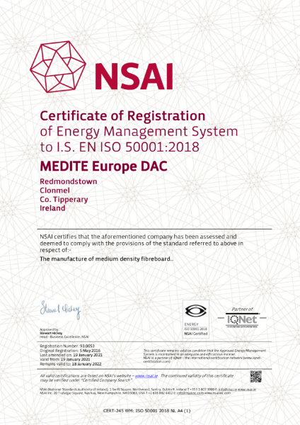 MEDITE CERTIFICATE OF ENERGY MANAGEMENT SYSTEM ISO 50001