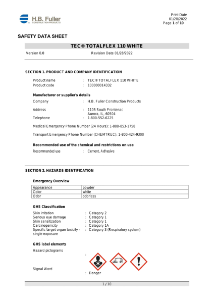 TotalFlex 110 White - SDS