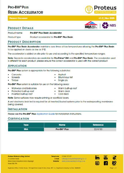 Product Data Sheet - Pro-BW® Plus Resin Accelerator