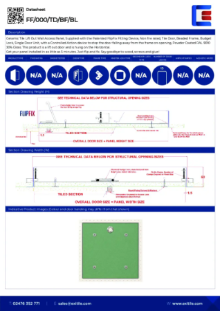 Datasheet - FlipFix Tiled Access Panel - Non Fire Rated
