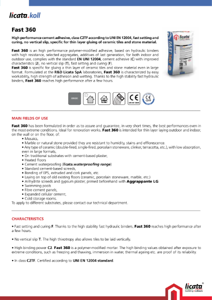 Licata Fast 360 Tile Adhesive