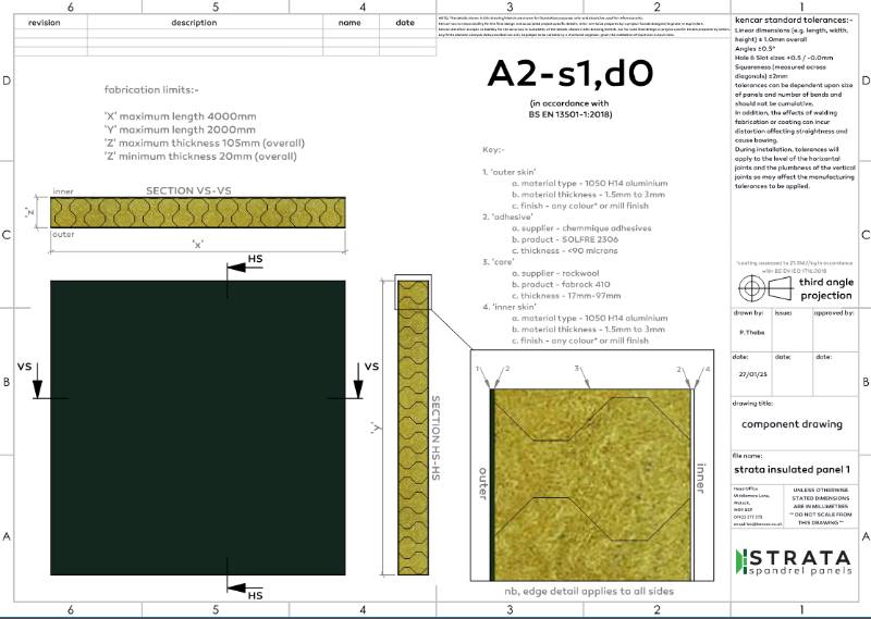 Strata - A2 Aluminium Insulated Spandrel Panel Technical Drawings