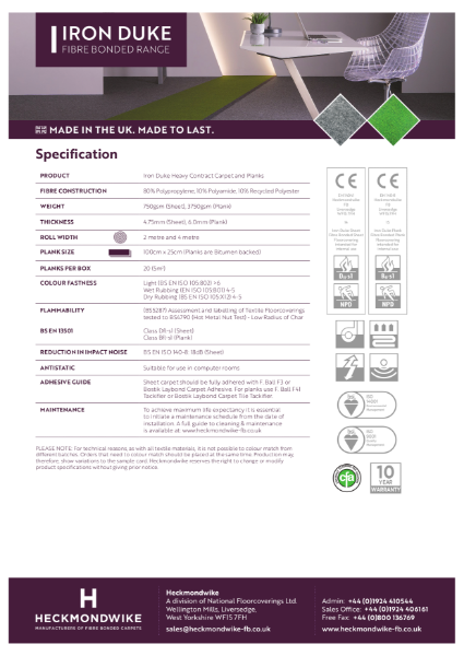 Heckmondwike - Iron Duke - Specification Sheet