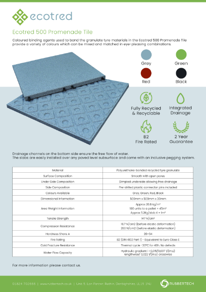 Ecotred 500 Promenade Tile Datasheet