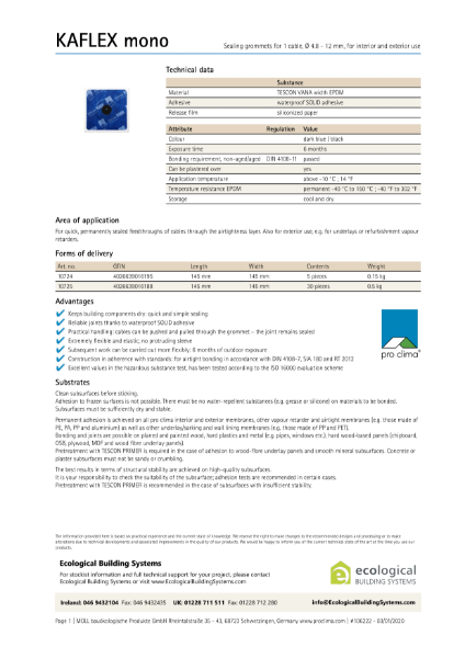 Kaflex Mono Technical Datasheet