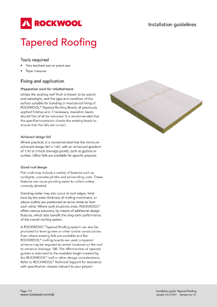 ROCKWOOL MultiFix (DD) Tapered Installation Guide